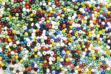 many-colored mix of beads