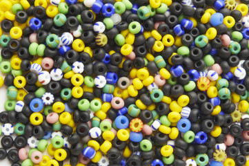 many-colored mix of beads