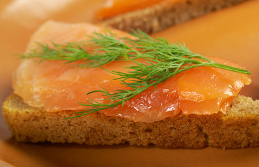 Canapes with smoked salmon