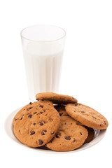 Cookies and milk isolated on white