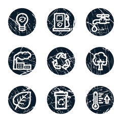 Naklejka premium Ecology web icons set 1, grunge circle buttons
