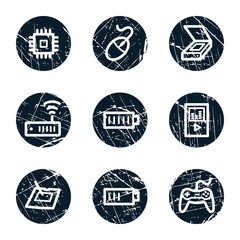 Obraz premium Electronics web icons set 2, grunge circle buttons