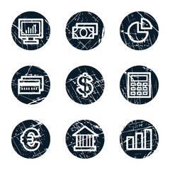 Obraz premium Finance web icons set 1, grunge circle buttons