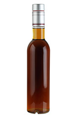 Liquor in a glass bottle isolated on a white background.