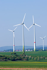 Four windwheels in the fields