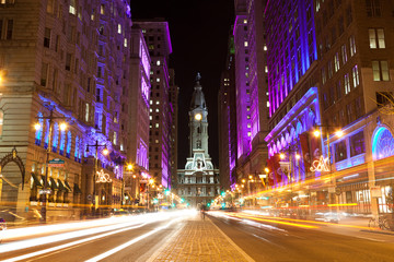 Naklejka premium Philadelphia streets by night
