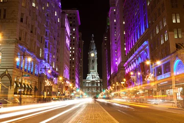 Fotobehang Philadelphia straten bij nacht © Samuel B.