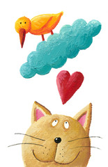 Cat love bird