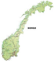 Norwegenkarte mit Autobahnen in pastell