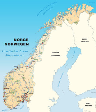 Norwegenkarte mit Autobahnen
