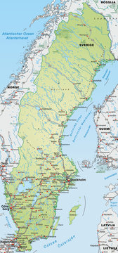 Schwedenkarte mit Autobahnen