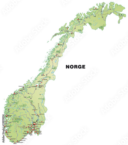 "Norwegenkarte mit Autobahnen in pastell" Stockfotos und lizenzfreie