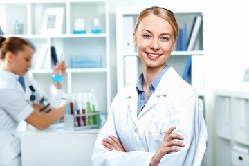 Young scientists working in laboratory