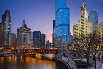 Crédence de cuisine en verre imprimé Chicago Au bord de la rivière Chicago.