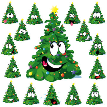 Christmas tree cartoon with star