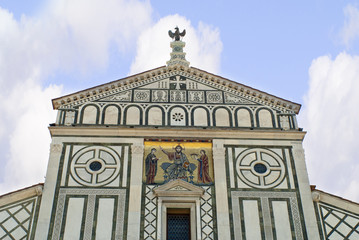Facade of San Minitao Church in Florence italy