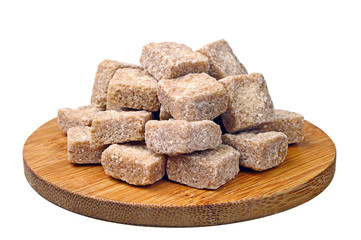 Cubes of brown cane sugar