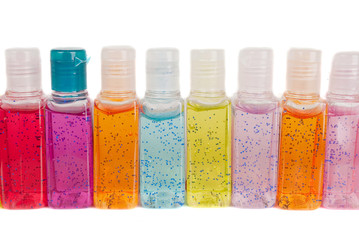 Hand sanitizer set  different colors isolated