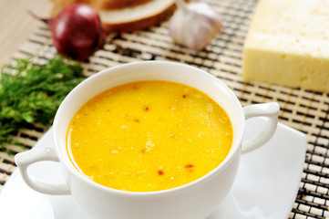 A delicious cheese soup and dill