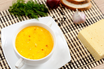 A delicious cheese soup and dill