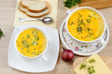 A delicious cheese soup and dill