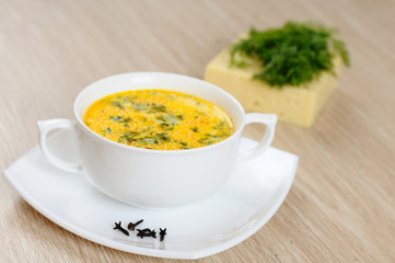A delicious cheese soup and dill