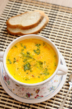 A delicious cheese soup and dill