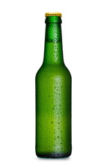 Beer bottle with water drops