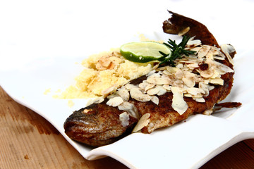 baked trout fishes