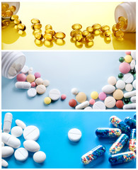 Pharmaceutics collection. Health background