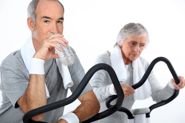 Senior couple playing sports