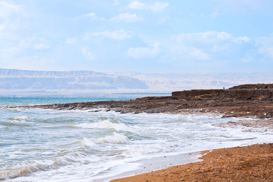 blue dawn on Dead Sea coast