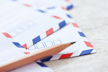 White envelope and pencil