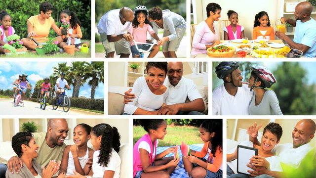 Montage Images of Modern Ethnic Family Lifestyle