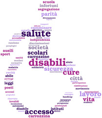 disabili: pittogramma con tagcloud