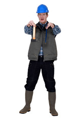 carpenter dropping hammer