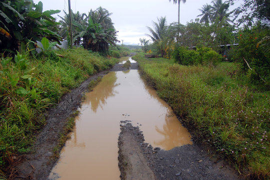 Flooded road in papuan village