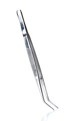 Medical tweezers isolated on white