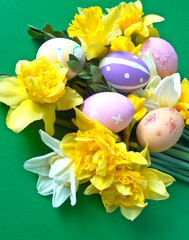 Painted Easter Eggs and Daffodils
