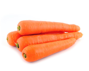 fresh carrots isolated on white background