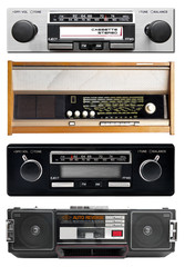 Fototapeta premium Old radio isolated on white, set