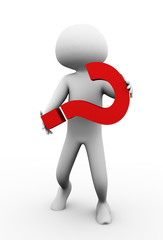 3d man and question mark symbol