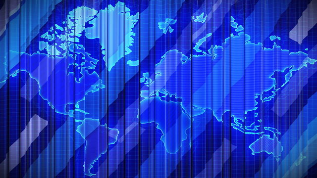 Curtain with world map, Opening and closing 3d animation