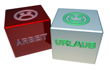 3D Doppelwürfel - ARBEIT - URLAUB