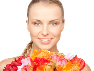 Fototapeta premium lovely woman with red flowers