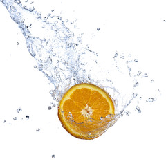 Orange fruit with Splashing water