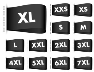 Set Label Fashion Sizes Stitching Black