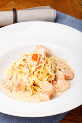 Fettuccine with salmon