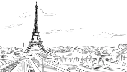 Papier Peint photo Illustration Paris Tour Eiffel, illustration de Paris