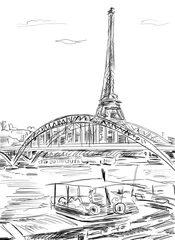 Deurstickers Illustratie Parijs Eiffeltoren, Parijs illustratie